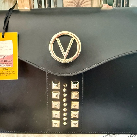Valentino Genuine Black Leather Studded Melanie 2 Way Top Handle Shoulder Bag - Picture 6 of 14